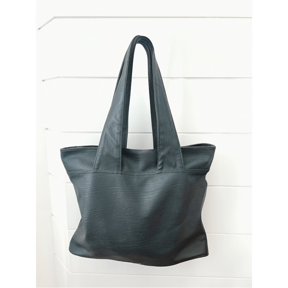 Vintage Black Leather Tote Bag